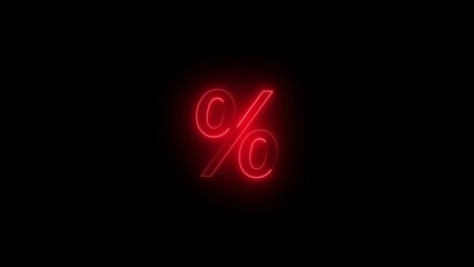 Red Neon Percentage Symbol on Black Background percentage sign