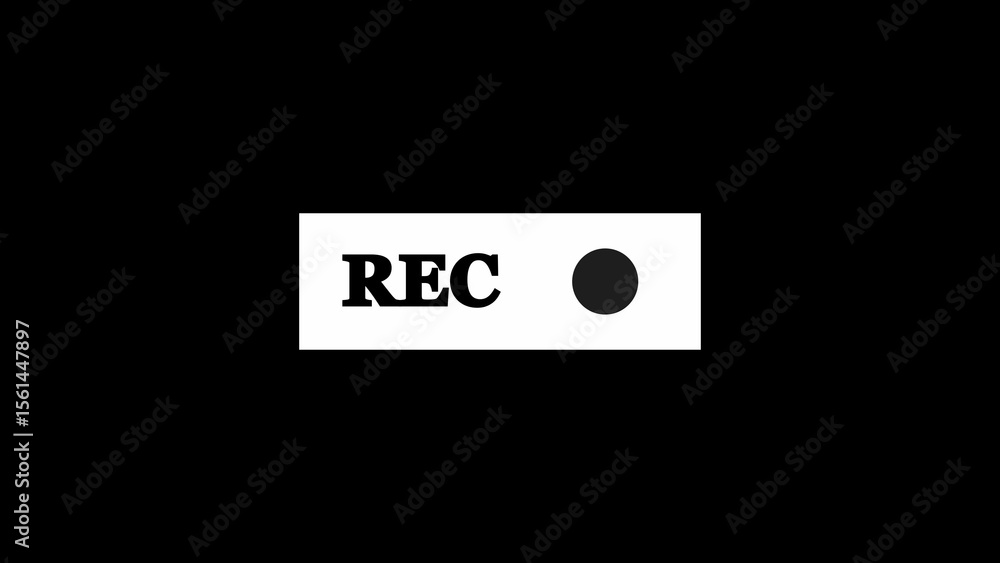 Poster white r e c symbol and black dot on black background recording indicator