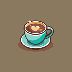 Obraz premium A cup of coffee with a heart on the top