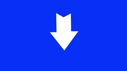 White Downward Arrow on Blue Background Simple Graphic Symbol
