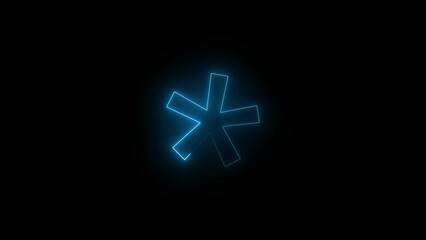 Obraz premium Blue Neon Asterisk Symbol on Black Background glowing