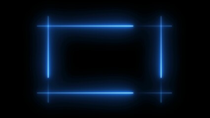 Glowing Blue Neon Frame on Black Background light