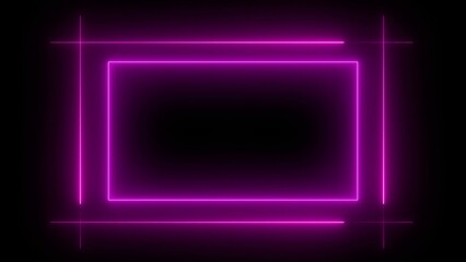 Glowing Neon Pink Rectangle Frame on Black Background