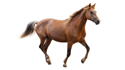 photo of a wild horse floating mid air isolated on white background PNG ,ai generated