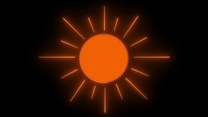 Orange neon sunburst on black background illustration