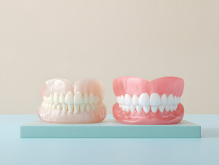 denture set on solid background.