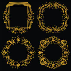 Assorted Floral Frames Premium Decorative Elements Set Curated Quality