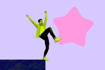 Trend image 3d artwork photo collage of happy businesswoman businessman receive star review...