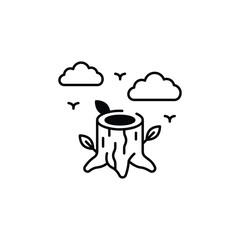 Tree Stump icon design with white background stock illustration