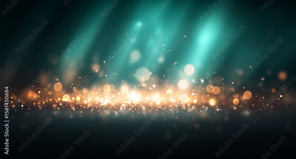 Poster an abstract background featuring a dark backdrop and adorned with luminous green and yellow light ef