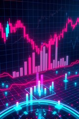 Neon Stock Market Chart Financial Data Visualization