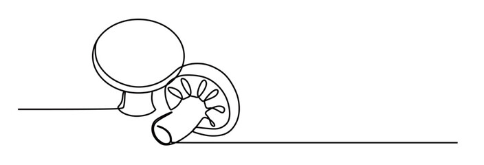 continuous one line art of mushrooms. this icon is for a vegetable shop