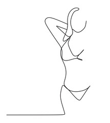 continuous one line art of a sexy woman in a bikini
