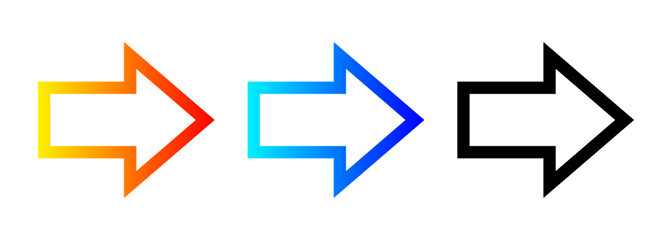 グラデーションの矢印セット、変化、推移