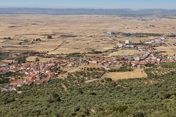 Picturesque village of Puebla de Alcocer. Badajoz plain, Extremadura. Spain