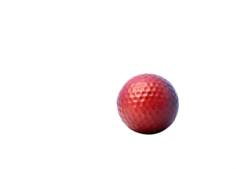 Red golf ball dimpled isolated on a transparent background