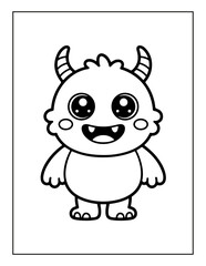 Fototapeta premium Adorable Simple Art Coloring Book for Kids and Adults.