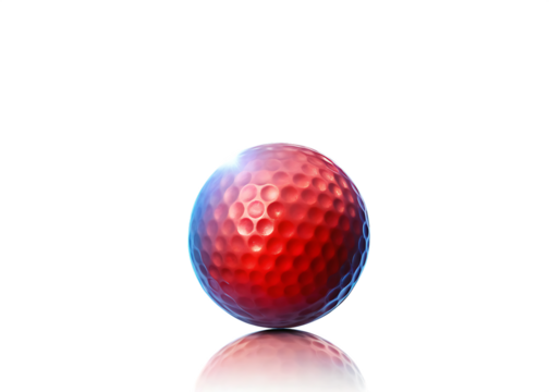 Red golf ball with blue light isolated on a transparent background