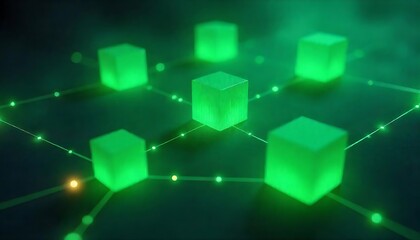 Glowing cubes connected, Blockchain Abstract Background, abstract structure,  created with generative ai