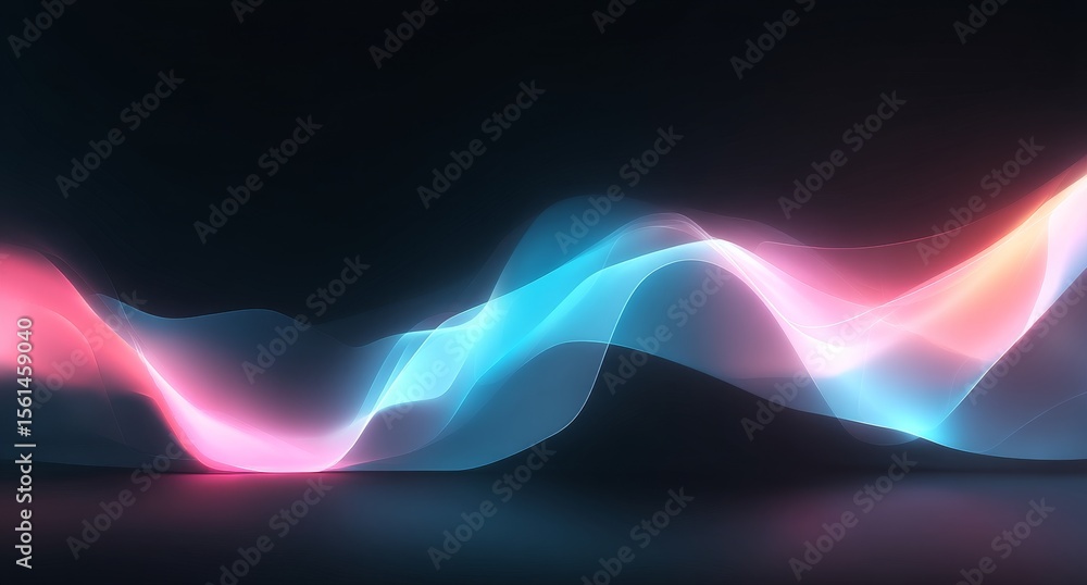 Poster glowing lines that undulate and suggest energy and movement are set against a dark backdrop, across 