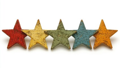 Row of five painted stars in varying colors