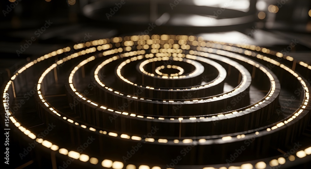 Fototapete abstract concentric circles with illuminated edges create a mesmerizing visual pattern