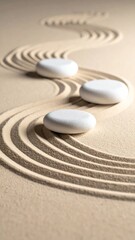 Zen garden with raked sand and carefully placed stones embodies peace, balance, and the path to spiritual harmony