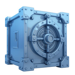 Fototapeta premium Secure 3D clay model of a steel safe vault, cute plasticine icon for wealth protection and security, isolated element symbolizing savings, assets, and confidentiality.