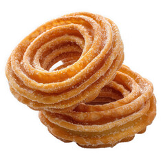 Fototapeta premium Two delicious churros with sugar coating isolated on transparent background