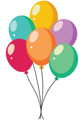 Colorful Flat-Style Balloons: Festive, Joyful Celebration Illustration