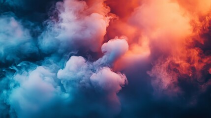 Naklejka premium Abstract colorful smoke cloud on a dark background.