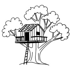 Treehouse Vector Illustration Kids Play House Graphic Design