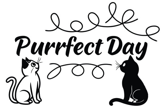 Playful cat themed typography featuring a purrfect day quote