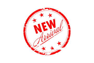 NEW ARRIVAL - NEW ARRIVAL text written on Red Rubber Stamp 

