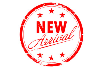 NEW ARRIVAL - NEW ARRIVAL text written on Red Rubber Stamp 
