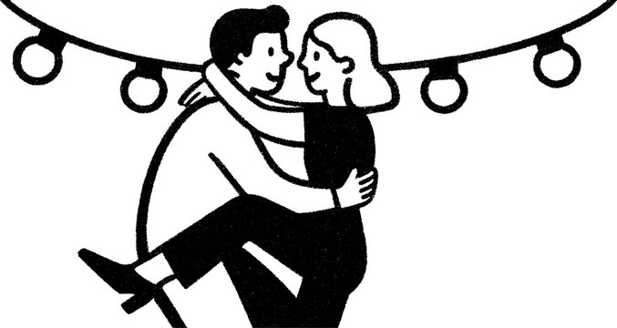 Romantic dance under string lights - perfect for event designs and invitations