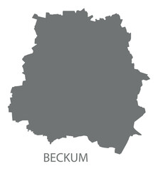 Beckum city map with boroughs grey illustration silhouette shape