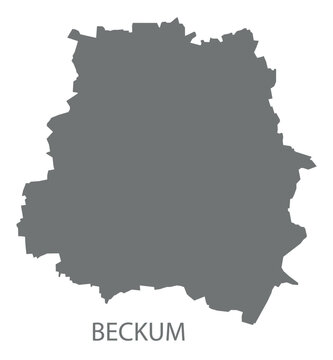 Beckum city map with boroughs grey illustration silhouette shape