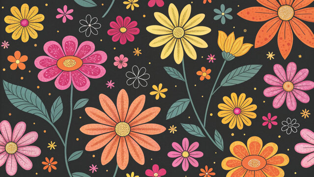 hand drawn style floral patterns Background 