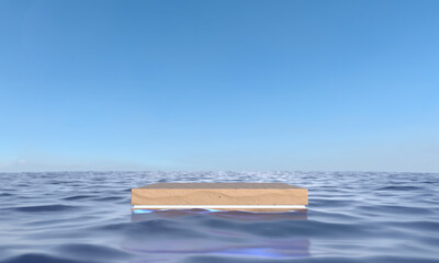 Empty podium on ocean background. 3d render