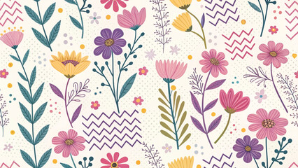 hand drawn style floral patterns Background 