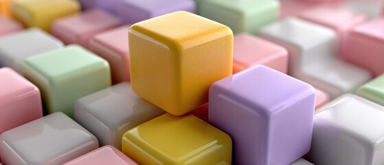 Obraz premium Colorful 3D cubes creating a vibrant abstract background.