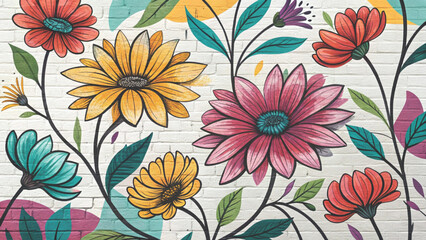 hand drawn style floral patterns Background 