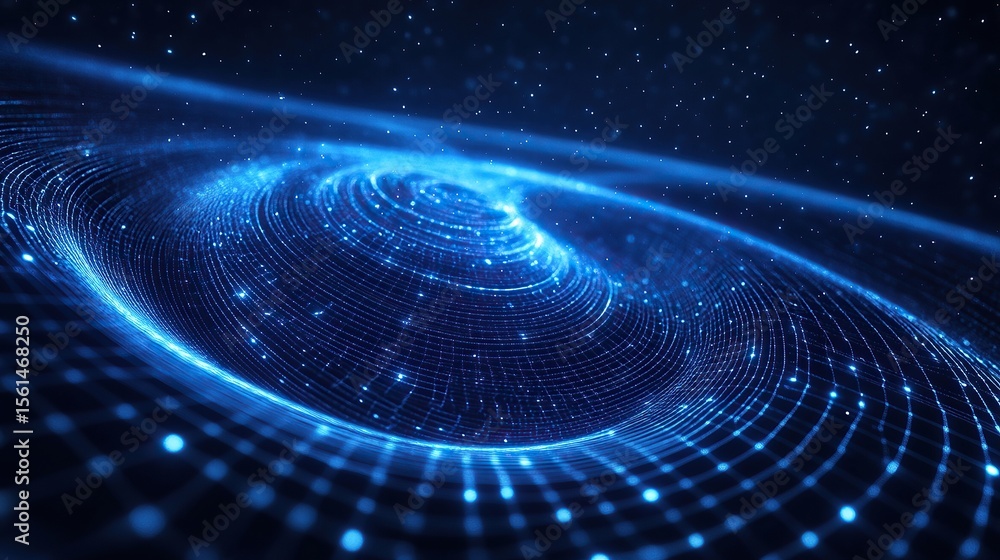 Aufkleber high-tech hud featuring flowing dynamic energy waves forming concentric glowing loops
