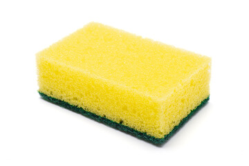 Dish washing sponge or kitchen sponge isolated in white background.