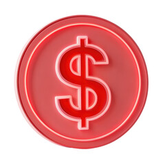 Obraz premium e-commerce web button order, Red dollar sign coin design.