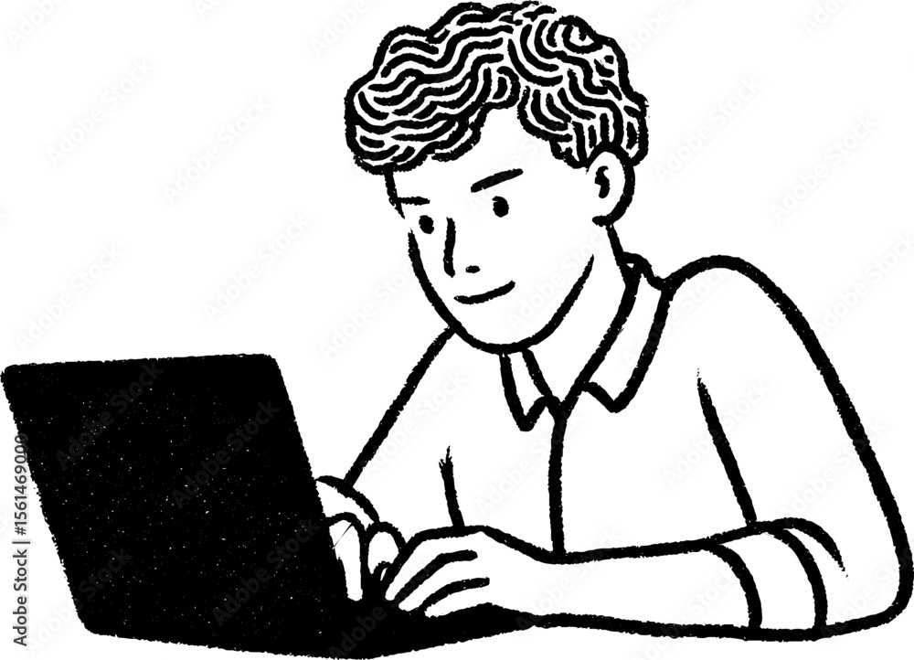 Fototapete Game developer adjusting character animation in artistic sketch design