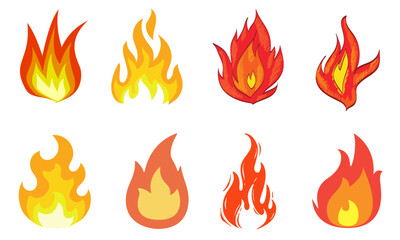 Fire flame icon. Brush grunge illustration. Crayon vector paint logo. Graphic background