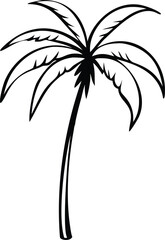 Obraz premium Single Black Line Art Palm Tree Tropical Summer Vacation Island Graphic Design Element