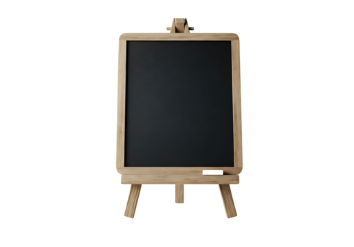 Rustic wooden framed blackboard with a clean transparent background offering design space for messages, menus, or creative announcements.